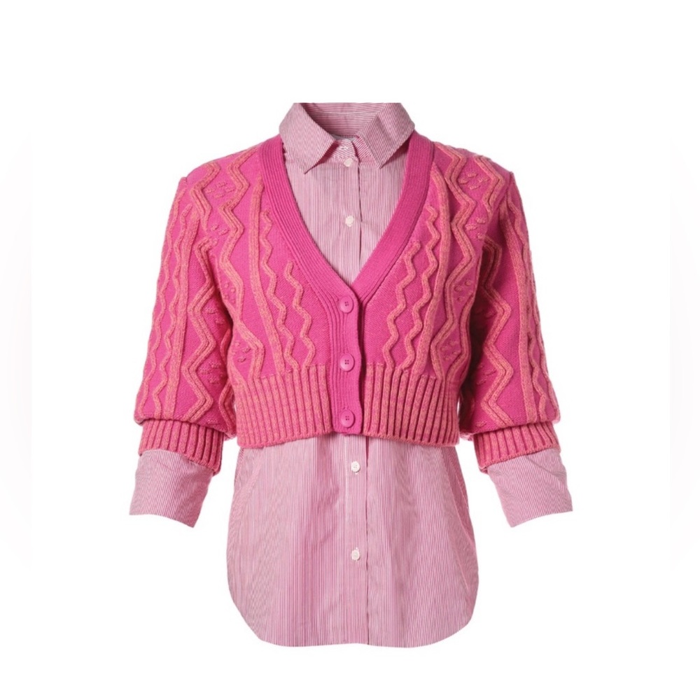 Derek Lam 10 Crosby | Mckinley Mixed Media Cardigan Top